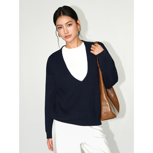 慵懒风针织衫 现货7折 新款 上衣 v领毛衣女宽松2024冬季 NEVA