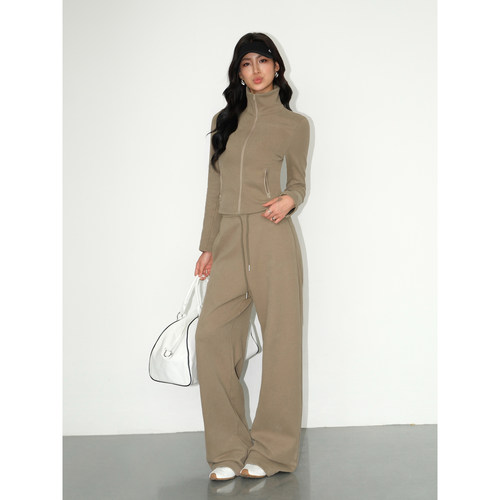 休闲加绒卫裤阔腿裤女宽松长裤