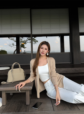 NEVA HU 松弛look 慵懒风莱赛尔针织开衫女薄款罩衫简约气质上衣