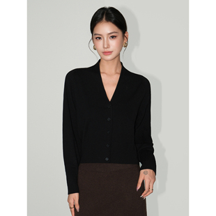 V领毛衣开衫 NEVA 经典 静奢老钱风 女极简宽松慵懒气质针织上衣