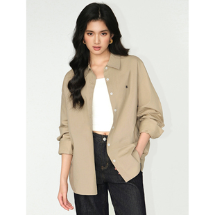 女小众宽松休闲衬衣气质长袖 NEVA 刺绣条纹衬衫 现货7折 上衣