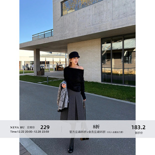 复古羊毛呢子半身裙女格蕾系气质压褶a字半裙 迷失里尔 NEVA