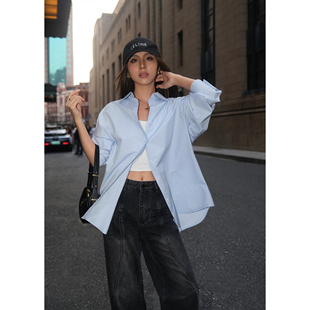 宽松休闲长袖 衬衫 女秋季 NEVA 小众韩版 现货7折 新款 百搭衬衣
