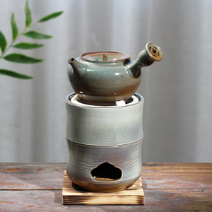 中式红泥碳炉柴烧窑变煮茶炉底座围炉茶壶家用酒精户外露营煮茶器
