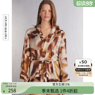 Intimissimi意舒漫女士时尚 晕染印花宽松系带晨袍睡袍PVD938