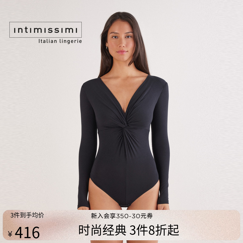 Intimissimi意舒漫25秋冬新性感V领长袖显瘦紧身衣连体衣BO2589B