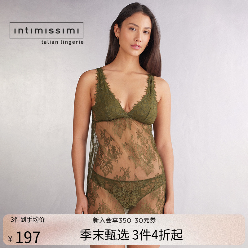 Intimissimi意舒漫时尚性感轻薄透视蕾丝V领睡裙LBD2566