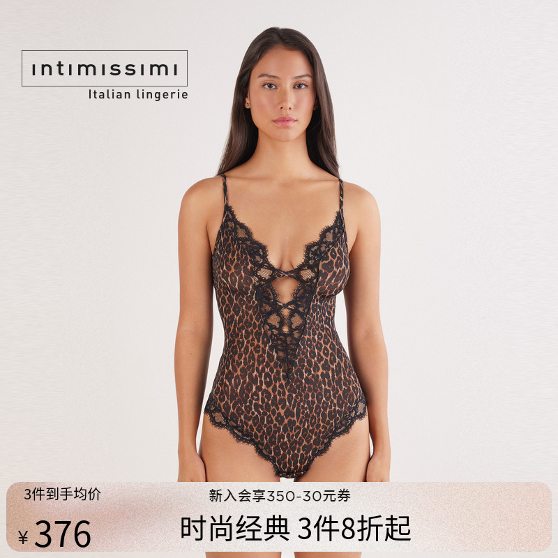 Intimissimi意舒漫25秋冬新高级性感豹纹蕾丝花边连体衣BOD2589