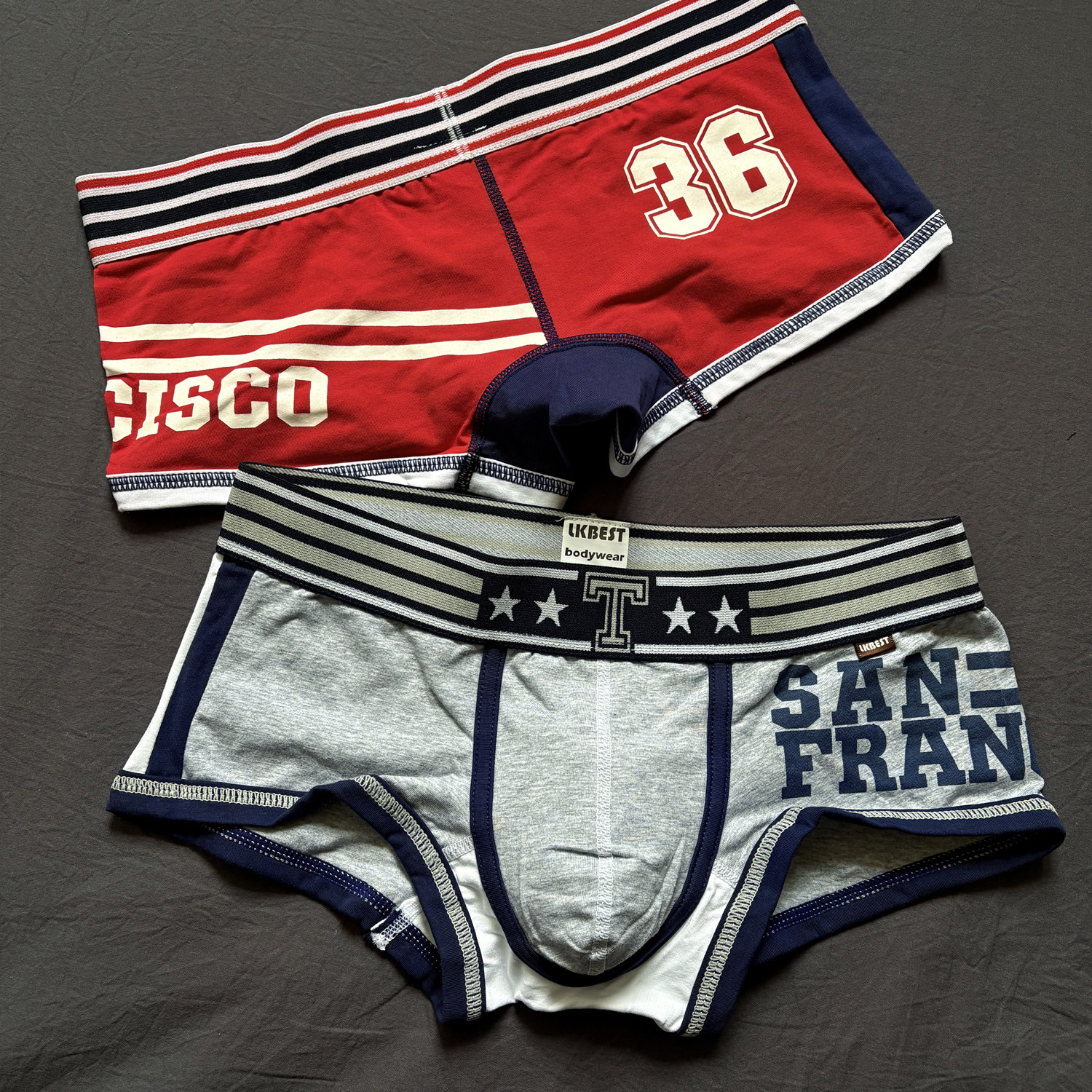 低腰纯棉男士平角内裤 外贸单U凸设计（单层U囊）贴身小平角裤衩