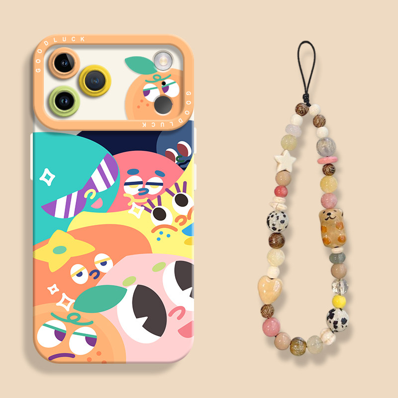适用于苹果17Promax手机壳新款17Air轻薄硅胶防摔外壳16pro曈眼镜头全包保护15plus带挂绳14卡通撞色水果女壳