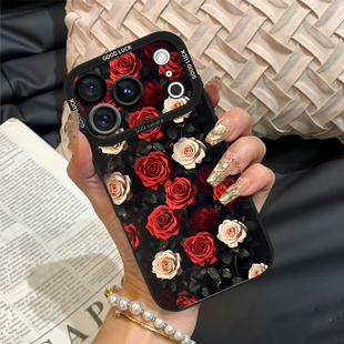 适用于苹果17Promax手机壳新款17Air轻薄硅胶防摔外壳16pro曈眼镜头全包保护15plus创意高级感14玫瑰花女壳