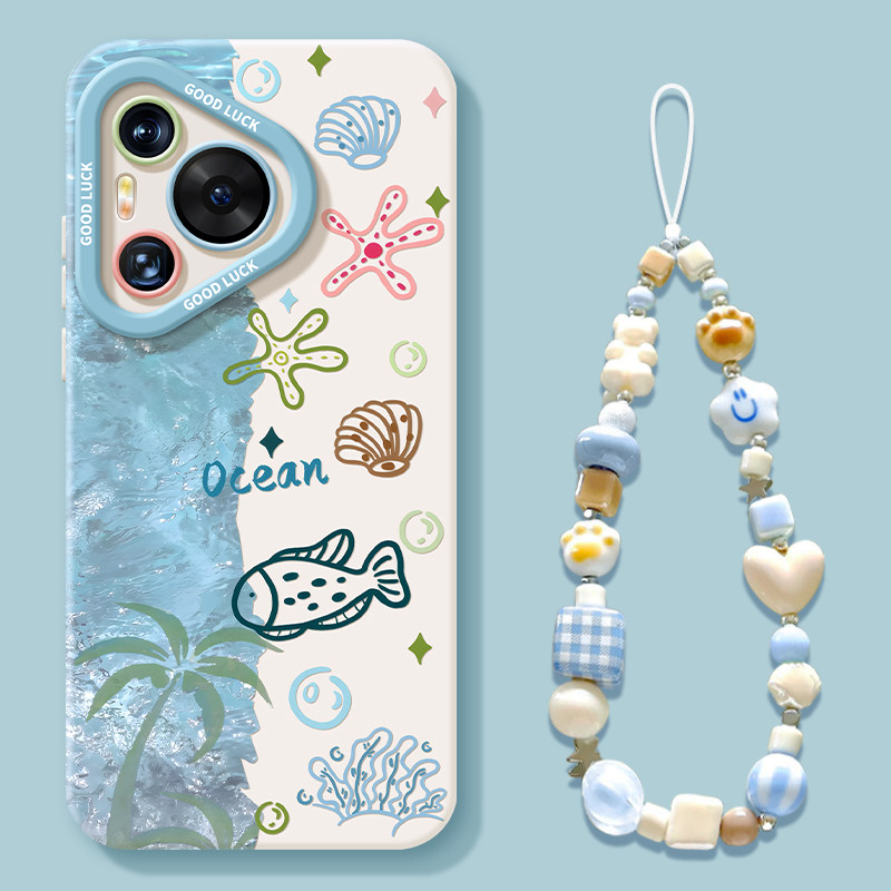 适用于华为pura70pro手机壳新款pura70带挂绳50pro海底世界50高级感40夏天60硅胶p70ultra防摔女70pro+套