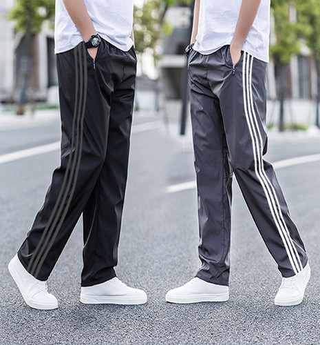 秋冬涤纶男士薄款直筒透气运动裤