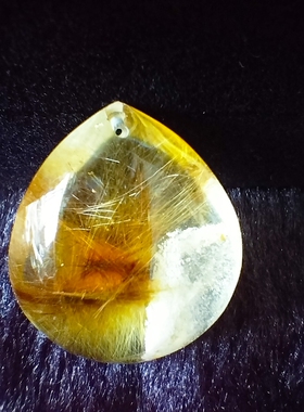 金发晶吊坠男女无事牌 天然发晶钛晶吊牌挂件水滴平安牌项链全净