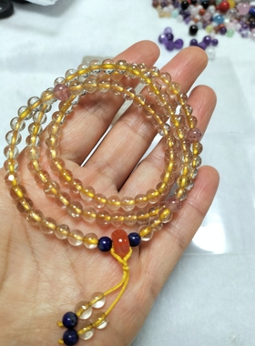 天然黄水晶手链三圈巴西水晶手串男女款多圈送礼旺事业首饰品