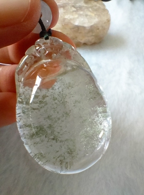 天然千层绿幽灵蝙蝠福在眼前吊坠原石毛衣链项链挂坠送朋友男女