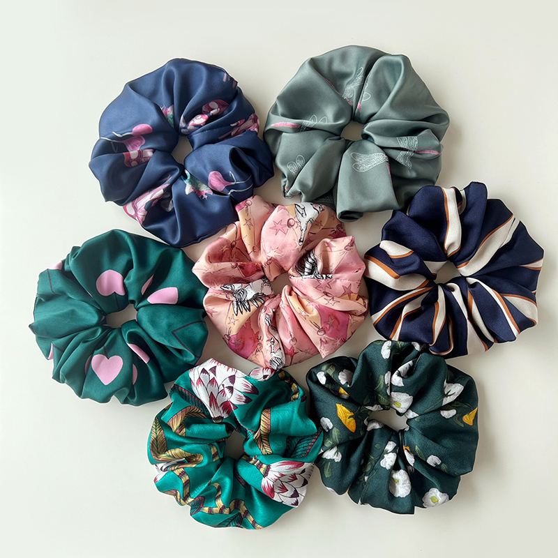 印花缎面大肠发圈高级感大号头花