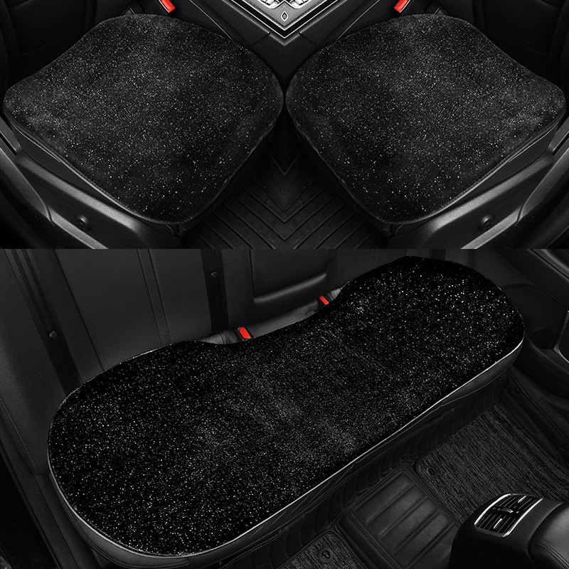 毛绒冬季驾驶座单片三件套座垫网红女神星空保暖防滑女士用四方垫