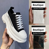 扁平百搭鞋 男女黑白色老爹鞋 绳 带适用MCQ麦昆厚底帆布鞋 吻婷人鞋