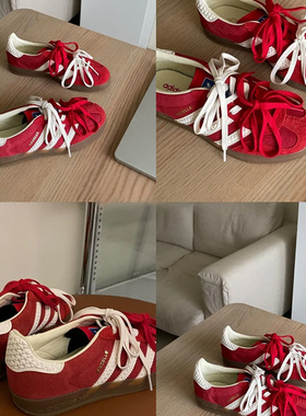 吻婷人鞋带适用PUMA彪马德训鞋openyy休闲复古运动鞋红色扁平鞋绳