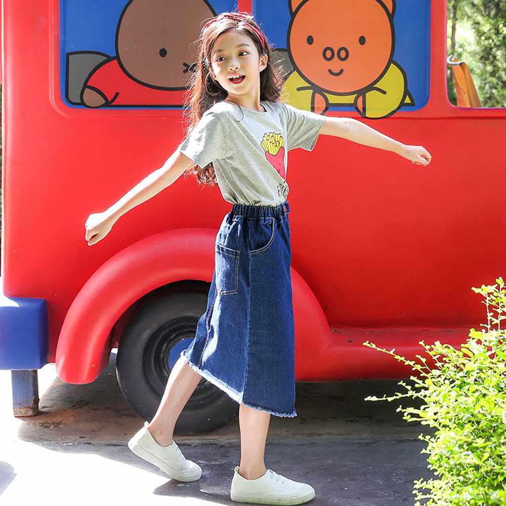 2022夏季新款童装女童牛仔半身裙儿童不规则纯棉包臀裙女孩短裙潮