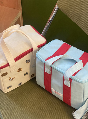 EDITOR露营野餐保温包饮料保冰带饭包手拎斜挎大容量宠物条纹轻便