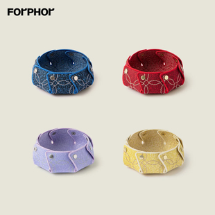 边集EDITOR 福图聚福聚宝八角碗铜钱针织纹样果盘新中式吉利礼物