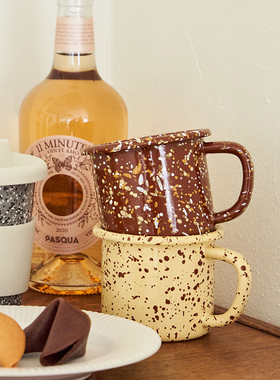 边集EDITOR 韩国Eding搪瓷马克杯牛奶咖啡杯水杯韩系泼墨手工制作