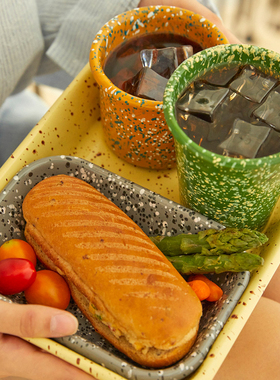 边集EDITOR 韩国Eding方烤盘长托盘大小号搪瓷深盘土耳其手工制作