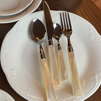 EDITOR意大利Rivadossi 珠光餐刀餐叉餐勺甜点勺西餐法式