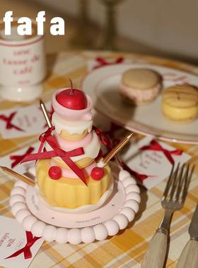 边集EDITOR alfafa许愿蛋糕少女红丝带蝴蝶结叠叠蜡香薰蜡烛礼盒