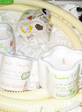 边集EDITOR Isletbean豆岛可涂鸦蜡烛配贴纸可爱香薰童趣礼物