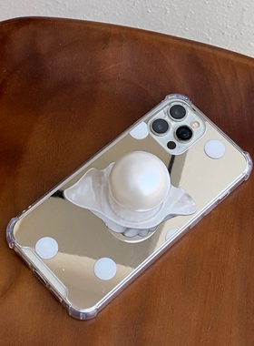 EDITOR01“戴珍珠的女孩”镜面硅胶手机壳防摔珍珠手机支架看剧