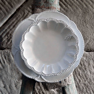 边集EDITOR意大利VIRGINIA复古浮雕白色餐盘陶瓷早餐盘法式