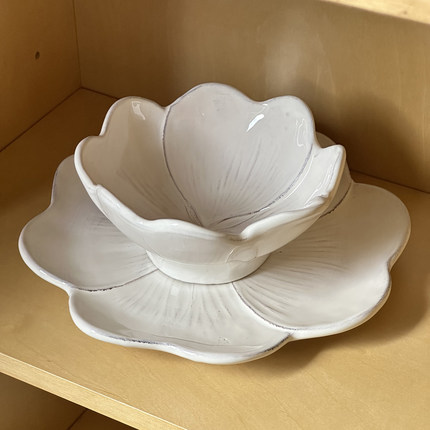 边集EDITOR意大利VIRGINIA 花瓣碗餐盘异形酸奶碗装饰盘黑陶复古