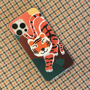EDITOR01萌虎下山手机壳老虎手机支架防摔看剧神器虎年礼物