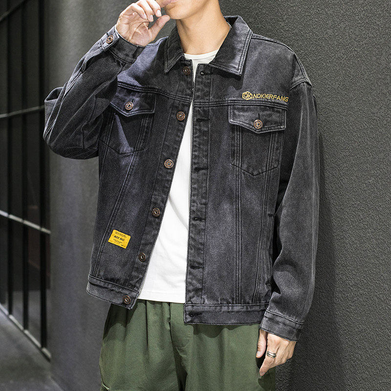 20春季M-5XL男式夹克日系宽松胖子大码牛仔外套青年潮J102#,男装夹克,星座905