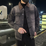 春季潮高街痞帅休闲牛仔外套夹克XZ905-JK129#P75，男装工装外套，星座905