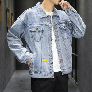 20秋季M-5XL男式夹克日系宽松胖子大码牛仔外套青年潮 J102#图片