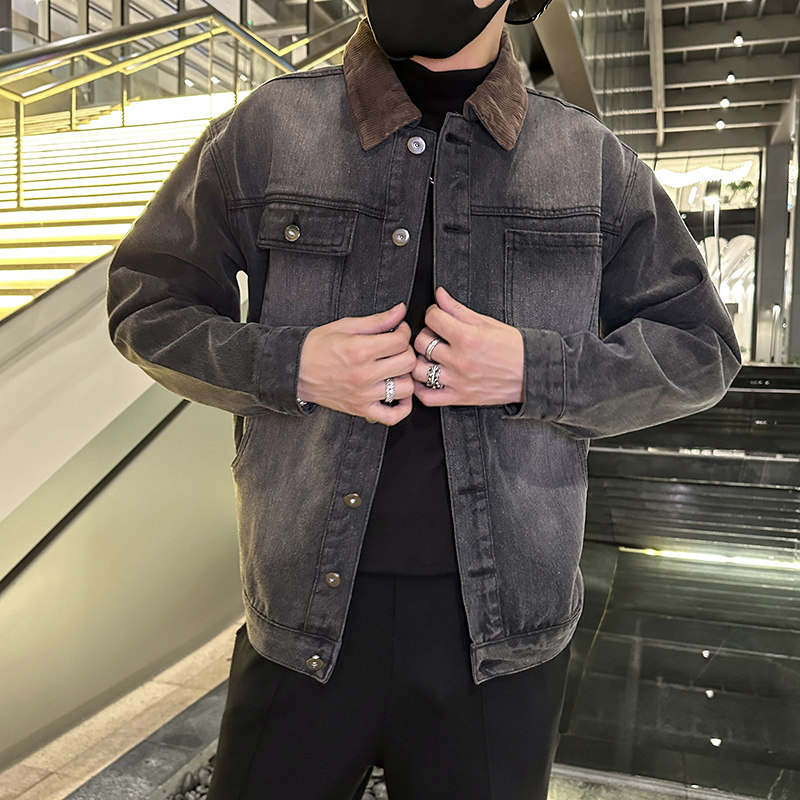 春季潮高街痞帅休闲牛仔外套夹克XZ905-JK129#P75,男装工装外套,星座905