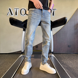 潮牌弹力休闲修身牛仔裤夏季痞帅九分小脚裤XZ905-N219#P60-控88，男装牛仔裤，星座905