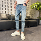 秋季弹力休闲修身牛仔裤痞帅九分小脚裤N218#-P60-控88，男装牛仔裤，星座905