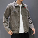 20春秋M-5XL男式夹克日系宽松胖子大码牛仔外套青年潮901#-P50，男装夹克，星座905