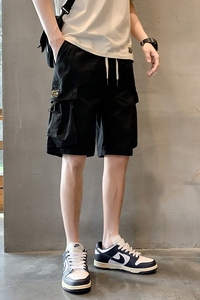 夏休闲工装短裤宽松直筒潮百搭高街五分中裤K175#P50-控78图片