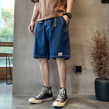 夏款牛仔短裤宽松直筒潮百搭高街五分中裤K166#-P45-控68，男装牛仔裤，星座905