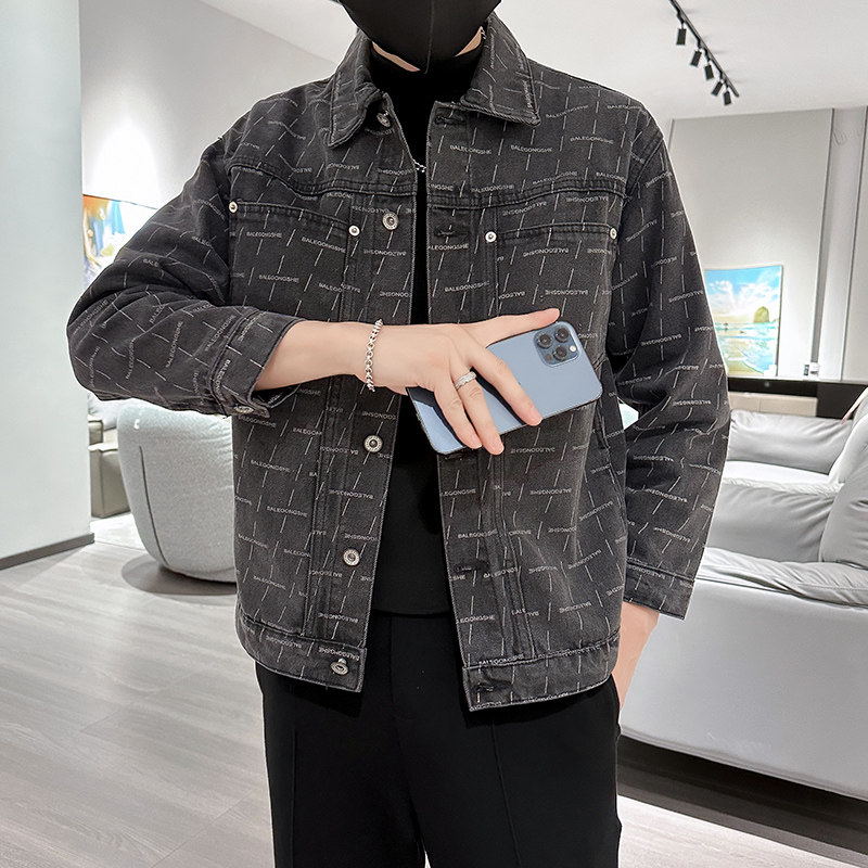 秋季潮高街痞帅休闲牛仔外套夹克XZ905-JK121#P70-控98,男装工装外套,星座905