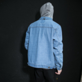 五色浅蓝大码休闲牛仔夹克迷彩日系复古潮宽松工装外套男901#P50，男装夹克，星座905