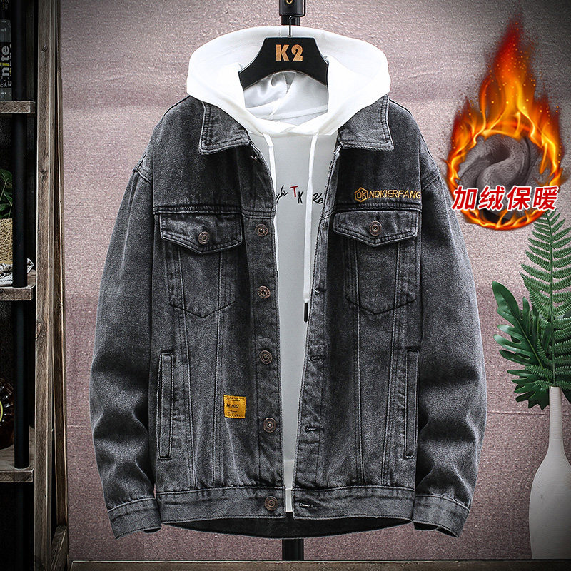 冬季加绒牛仔夹克日系宽松胖子大码J102_1#-加绒P80,男装夹克,星座905