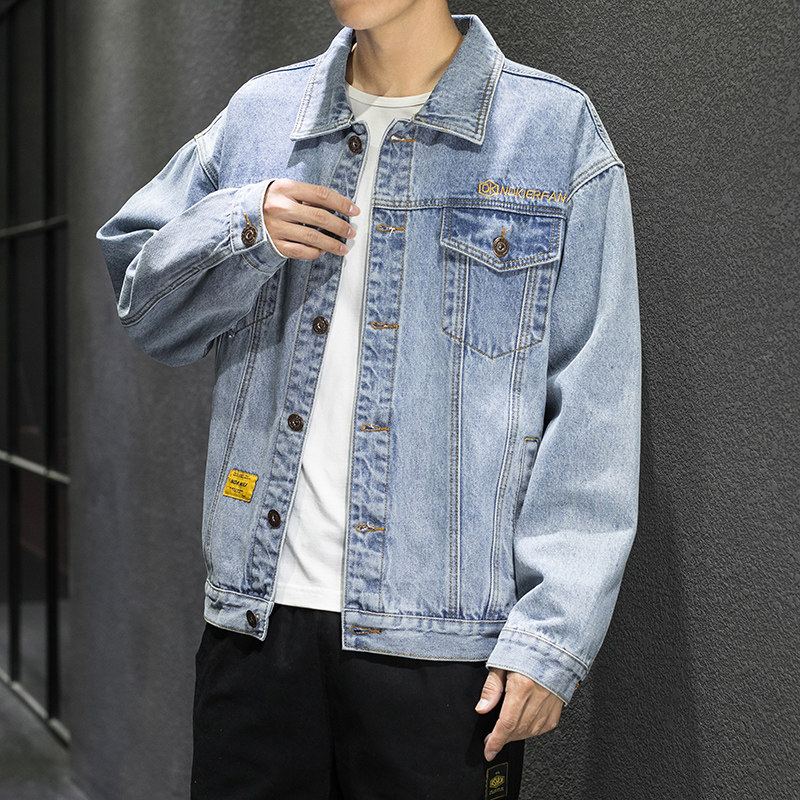20秋季M-5XL男式夹克日系宽松胖子大码牛仔外套青年潮J102#,男装夹克,星座905