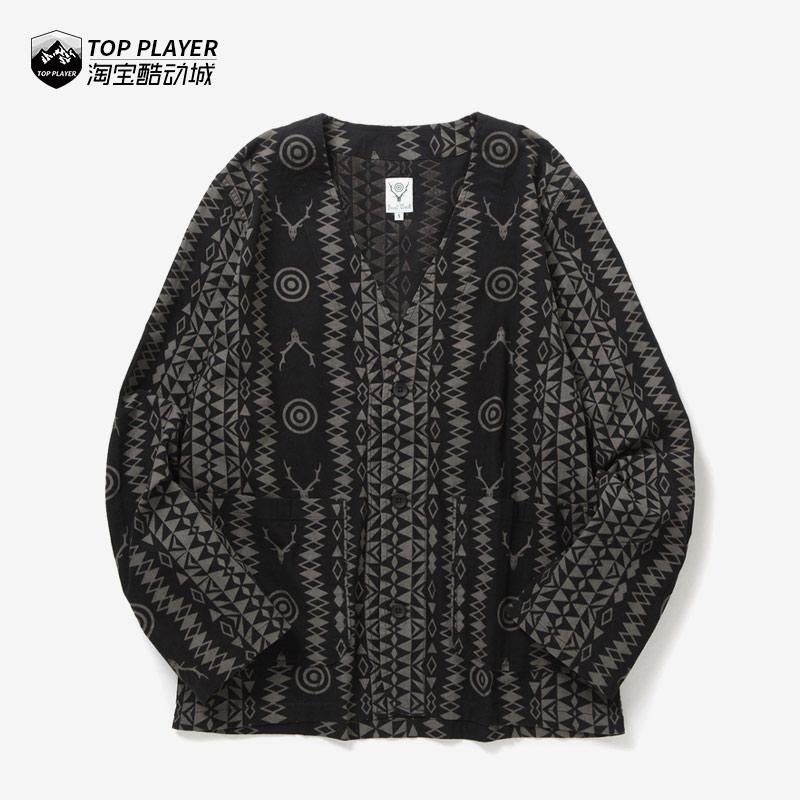 South2 WEST8 24FW V Neck 男士 日常休闲舒适柔软V领民族风夹克